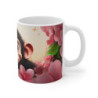 Mug Bébé Singe Mignon  Illustration avec Fleurs Roses et Sourire Attendrissant  Cadeau Amusant et Tendre