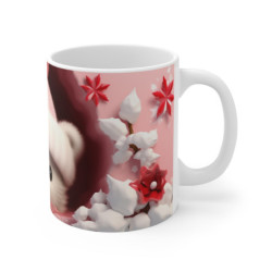 Mug Ours Polaire Mignon  Illustration Hivernale avec Bonnet Rose et Décor Neigeux Cadeau Cocooning et Tendre