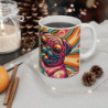 Mug Carlin Psychédélique Pop Art Deux Chiens Stylés Lunettes Rétro Cadeau Humour & Couleurs Vives