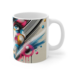 Mug Visage Femme Pop Art Abstrait Couleurs Vives, Style Moderne Graphique Cadeau Design & Créatif
