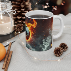 Mug Ballon de Football en Flammes Cadeau Footballeur  Design Sport Énergie Feu & Explosion