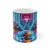 Mug Basketball Néon Futuriste Ballon & Panier Brillants  Cadeau Sportif Gamer