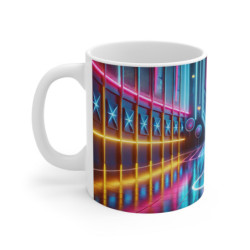 Mug Basketball Néon Futuriste Ballon & Panier Brillants  Cadeau Sportif Gamer