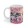 Mug Pingouins Kawaii avec Cœurs & Bonbons Cadeau Mignon Saint-Valentin Rose Pastel & Style Chibi
