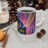 Mug Grenouille Psychédélique Multicolore Art Visionnaire Abstrait Fluorescent Cadeau Original et Artistique