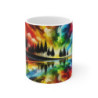 Mug Forêt Abstraite Arc-en-Ciel  Reflets Colorés et Ciel  Art Paysager Psychédélique et Nature Moderne