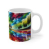 Mug Forêt Abstraite Arc-en-Ciel  Reflets Colorés et Ciel  Art Paysager Psychédélique et Nature Moderne