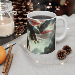 Mug Soldat Militaire & Aigle Américain  Art Patriotique avec Tank & Drapeau des États-Unis  Cadeau Armée, Vétéran, USA