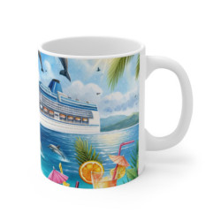 Mug Croisière Évasion Paquebot, Dauphins & Plage Exotique  Illustration Vacances en Mer, Cocktails