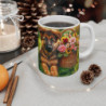 Mug Chiots et Fleurs  Chiens Mignons avec Panier Fleuri  Tasse Adorable Cadeau Animalier