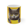 Mug Chat Gris Yeux Jaunes  Tasse Originale Pop Art Style Minimaliste  Cadeau Fan de Chats & Déco Moderne