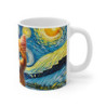 Mug Chat Roux Art Nuit Étoilée Tasse Chat aux Yeux Bleus Style Van Gogh Cadeau Artistique & Fantaisie