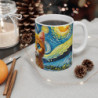 Mug Chat Roux Art Nuit Étoilée Tasse Chat aux Yeux Bleus Style Van Gogh Cadeau Artistique & Fantaisie