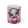 Mug Bébé Éléphant avec Cœur Rose Tasse Papillons et Fleurs pour Cadeau Naissance, Amour ou Anniversaire