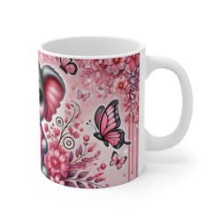 Mug Bébé Éléphant avec Cœur Rose Tasse Papillons et Fleurs pour Cadeau Naissance, Amour ou Anniversaire