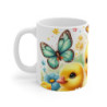 Mug Canetons avec Noeuds et Papillons Tasse Printanière  Jaune & Rose pour Enfants et Amoureux des Animaux