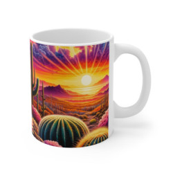 Mug Désert Coucher de Soleil  Tasse Western Cactus & Crâne Longhorn, Ambiance Far West Colorée