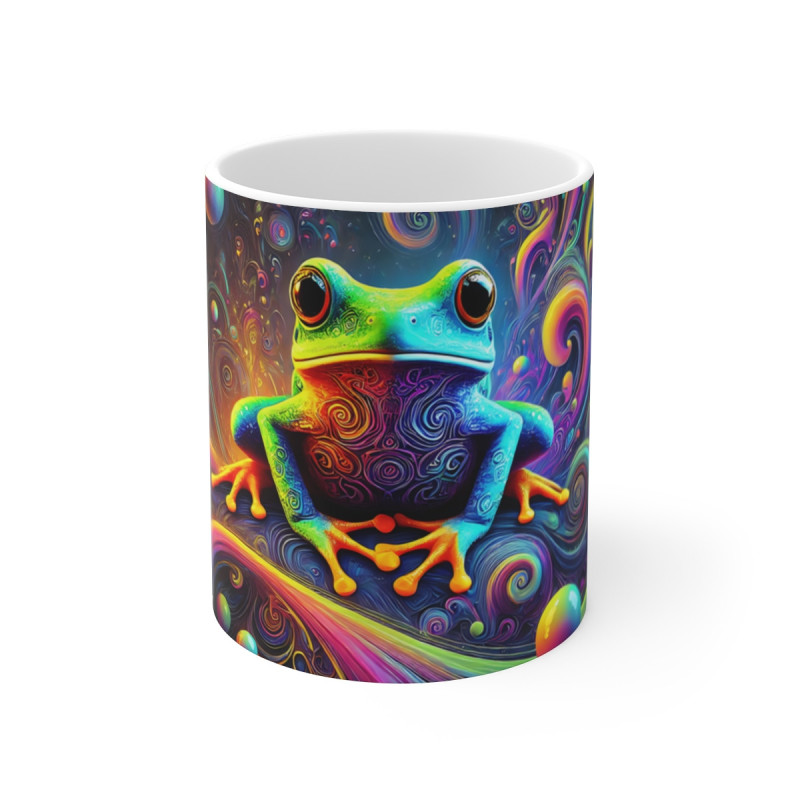 Mug Grenouille Arc-en-Ciel Psychédélique –Tasse Fantaisie Colorée Style Fluide & Vision Cosmique
