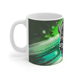Tasse Bison Stylisé Mug Animal Totem Tribal Vert Électrique  Design Moderne et Puissant