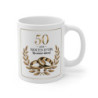 Tasse 50 Ans de Mariage  Mug Noces d'Or avec Anneaux & Feuillage Doré  Cadeau Anniversaire de Mariage Élégant