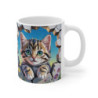 Tasse Chaton Curieux qui Traverse un Mur  Mug Chat Rayé Mignon avec Fleurs Cadeau Amoureux des Chats