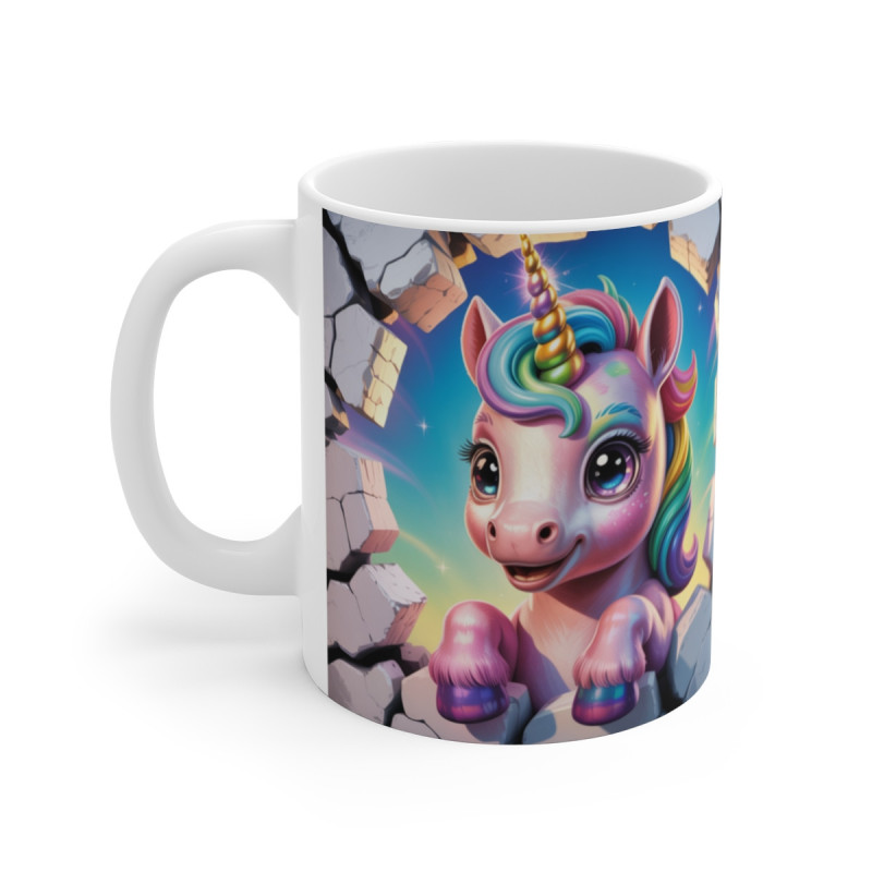 Tasse Licorne Arc-en-Ciel  Mug Licorne Mignonne en Trompe-l'œil  Cadeau Fantaisie Enfants & Fans de Licornes