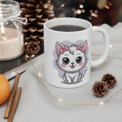 Mug Chat Fille Tasse Chaton Blanc Mignon 325ml IdéeCadeau Enfant Fille