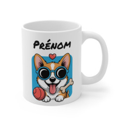Mug Corgi Personnalisé Prénom  Tasse Chien Mignonne 325ml pour enfants et adultes