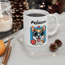 Mug Corgi Personnalisé Prénom  Tasse Chien Mignonne 325ml pour enfants et adultes