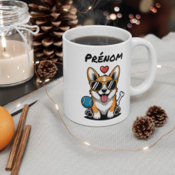 Mug Corgi Prénom Personnalisé Tasse Chien Cool 325ml pour enfant et adulte