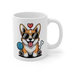 Mug Corgi Lunettes Noires Tasse Chien Cool 325ml idée Cadeau pour enfant et adulte