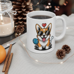 Mug Corgi Lunettes Noires Tasse Chien Cool 325ml idée Cadeau pour enfant et adulte