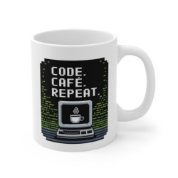 Mug Code Café Repeat  Tasse Geek Pixel Art Développeur Idée cadeau