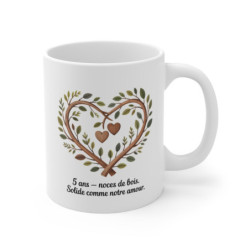 Mug Noces de Bois 5 Ans Mariage –Tasse Amour Romantique 325ml idée cadeau