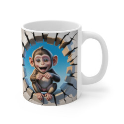 Mug Singe Mignon 3D  Tasse Bébé Animal Trompe-l’œil Jungle 325ml