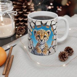 Mug Guépard Mignon 3D Tasse Animal Jungle Trompe-l’œil 325ml
