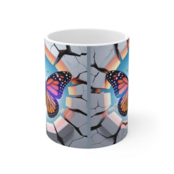Mug Papillon Monarque 3D – Tasse Insecte Nature Mur Cassé 11oz 325ml