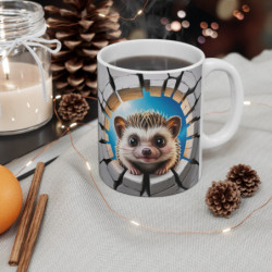 Mug Hérisson Mignon 3D – Tasse Bébé Animal Mur Cassé Cadeau 11oz 325ml