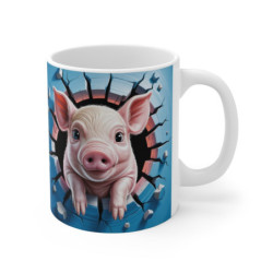 Mug Cochon Mignon 3D  Tasse Cartoon Bébé Ferme Mur Bleu 11oz 325ml