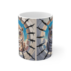 Mug Chouette Mignonne 3D – Tasse Oiseau Forêt Mur Cassé 11oz 325ml