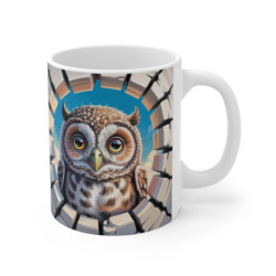 Mug Chouette Mignonne 3D – Tasse Oiseau Forêt Mur Cassé 11oz 325ml