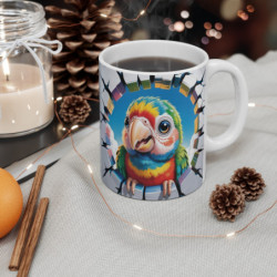 Mug Perroquet Coloré 3D – Tasse Mur Cassé Oiseau Tropical 325ml