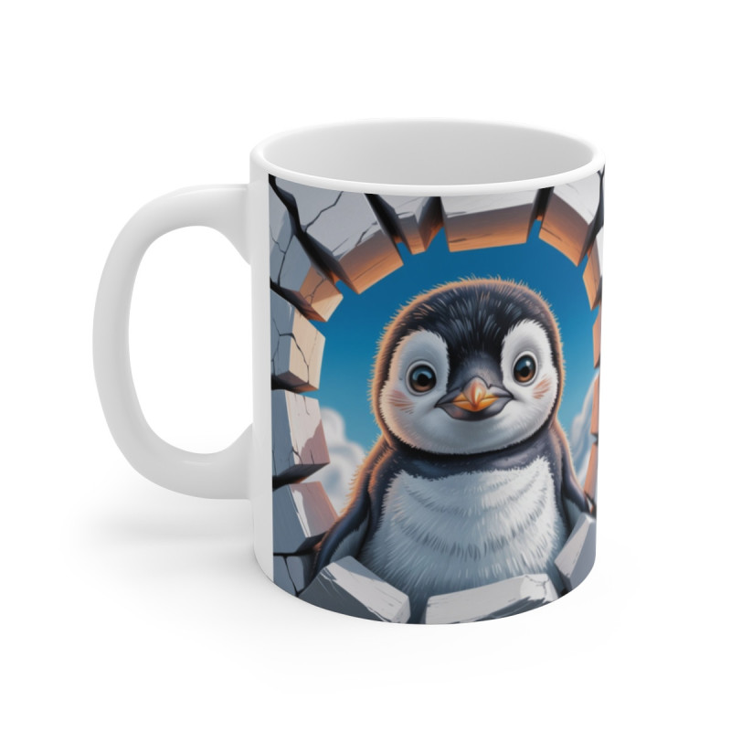Mug Bébé Pingouin 3D  Tasse Mur Cassé Polaire Mignonne Cadeau Hiver 325ml