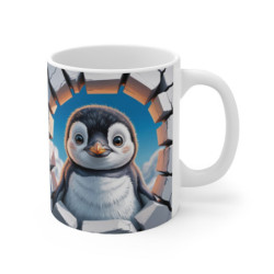 Mug Bébé Pingouin 3D  Tasse Mur Cassé Polaire Mignonne Cadeau Hiver 325ml