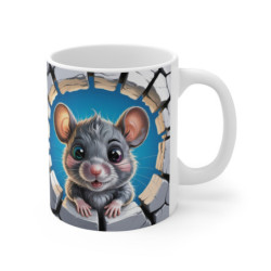 Mug Bébé Souris 3D – Tasse Mignonne Animal Cartoon Mur Cassé Humoristique 325ml