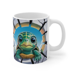 Mug Bébé Tortue 3D Tasse Tortue Mignonne Cartoon Animal Marin Mur Cassé Cadeau Original 325ml