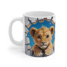 Mug Bébé Lion 3D – Tasse Lionceau Cartoon Mignon Effet Mur Cassé Cadeau Original Jungle Safari 325ml