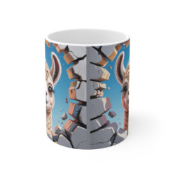 Mug Lama 3D Tasse Lama Cartoon Effet Mur Cassé Cadeau Animal Mignon et Tendance Andine 325ml