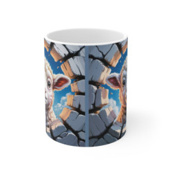 Mug Mouton 3D Tasse Effet Mur Cassé Agneau Mignon en Trompe-l’œil 325ml pour enfant et adulte