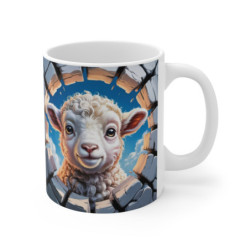 Mug Mouton 3D Tasse Effet Mur Cassé Agneau Mignon en Trompe-l’œil 325ml pour enfant et adulte